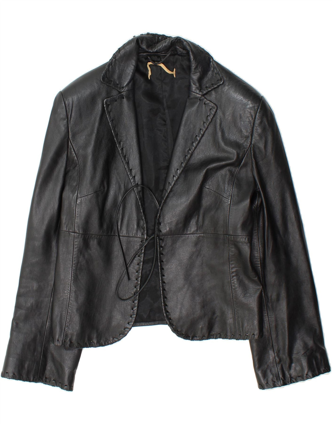 VINTAGE Womens Leather Jacket IT 44 Medium Black Leather Vintage Vintage and Second-Hand Vintage from Messina Hembry 
