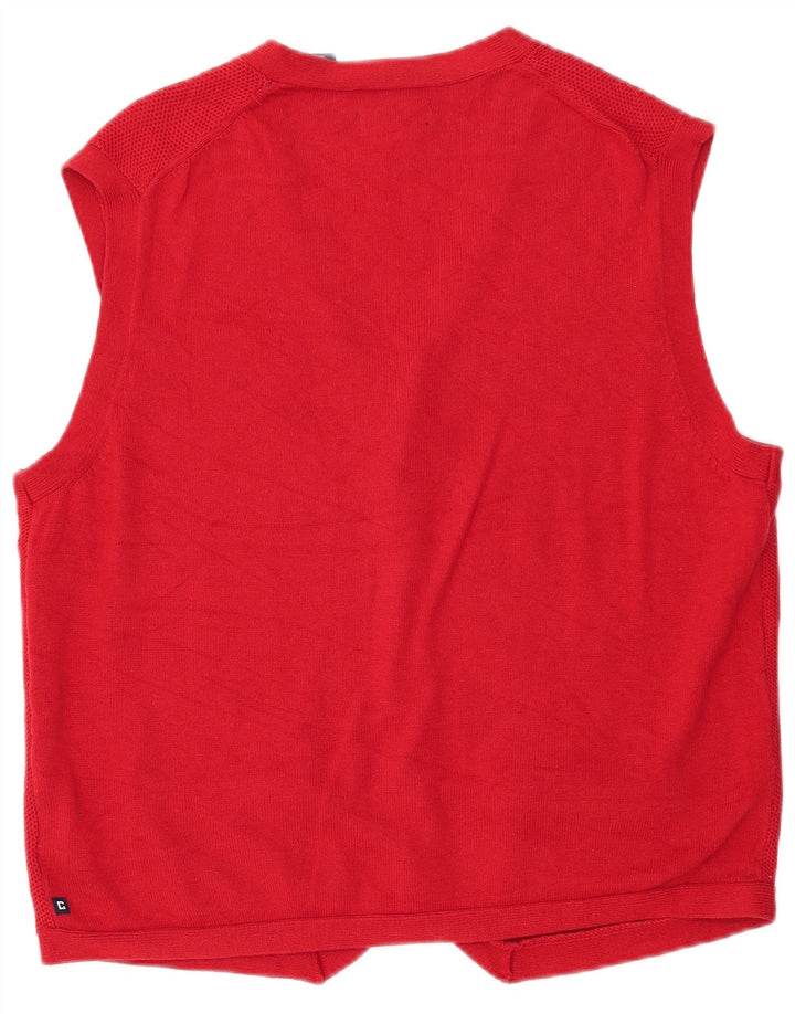 Pulover cardigan fără mâneci pentru bărbați CHAPS, bumbac roșu mare