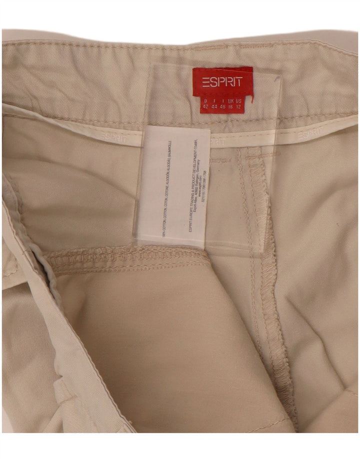 Pantaloni tăiați drept pentru femei ESPRIT UK 16 Large W34 L26 Bej Bumbac