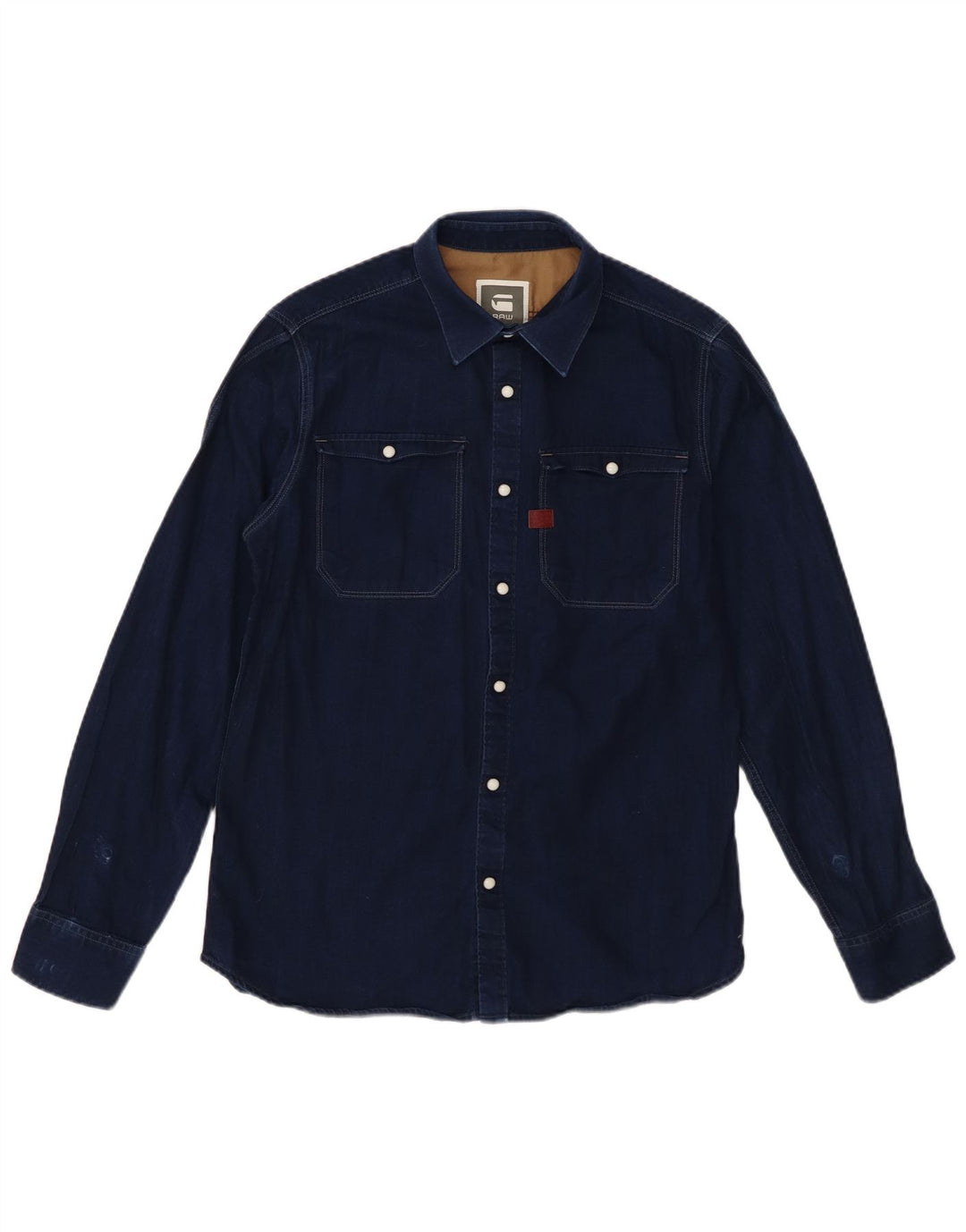 Cămașă G-Star pentru bărbați din denim, bumbac mediu albastru bleumarin
