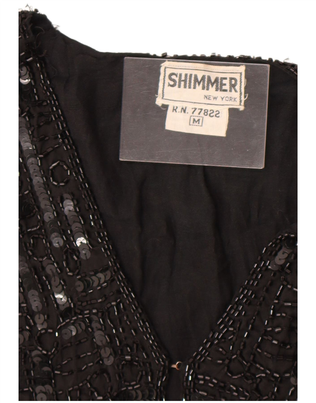 Vestă de damă vintage cu paiete UK 12 mătase medie neagră