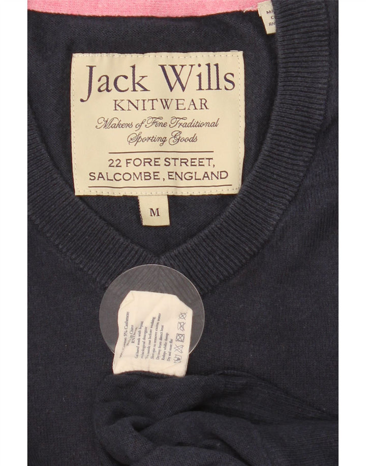 JACK WILLS Pulover cu decolteu în V pentru bărbați, bumbac mediu albastru bleumarin