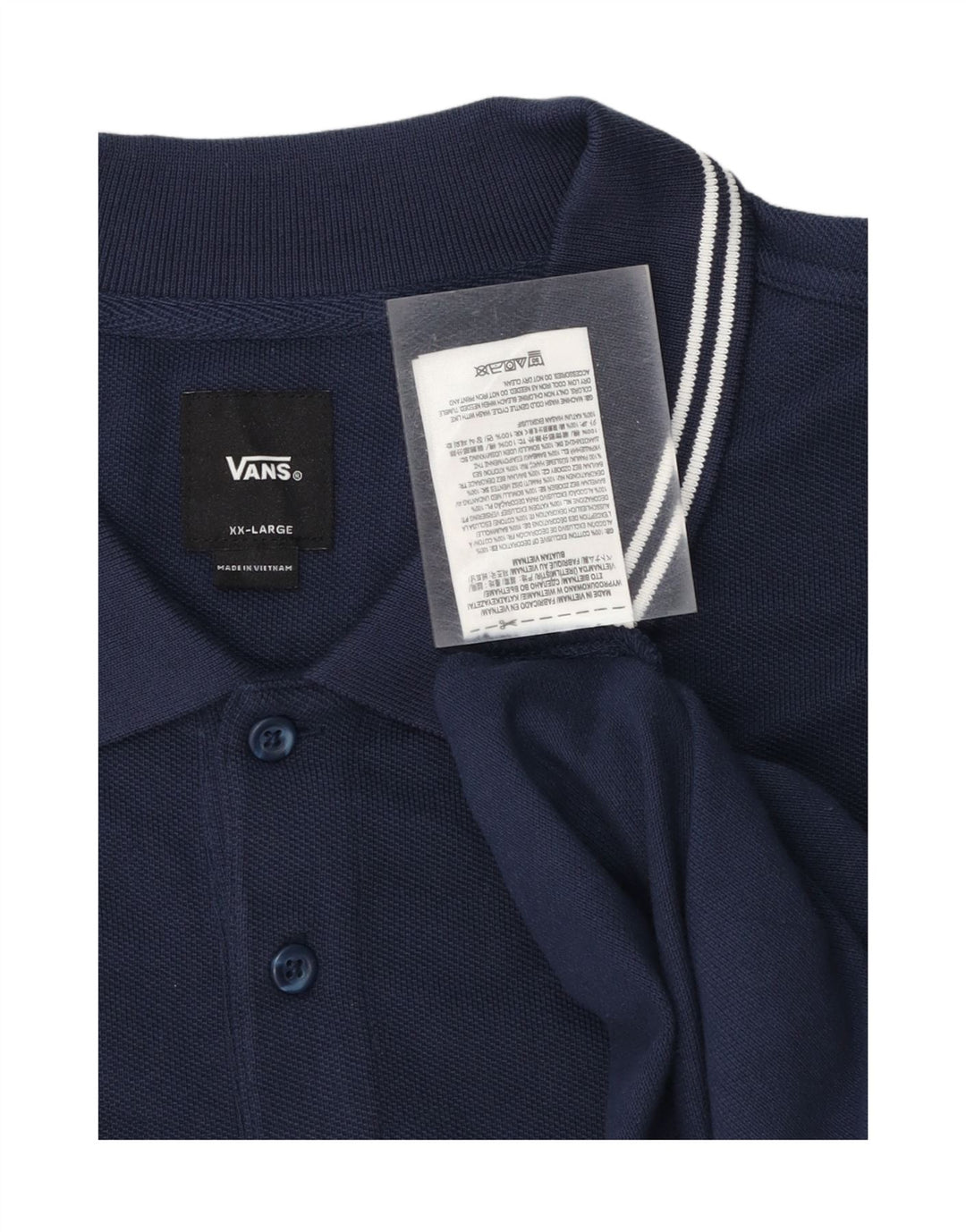 VANS Mens Polo Shirt 2XL Navy Blue Cotton Vintage Vans and Second-Hand Vans from Messina Hembry 