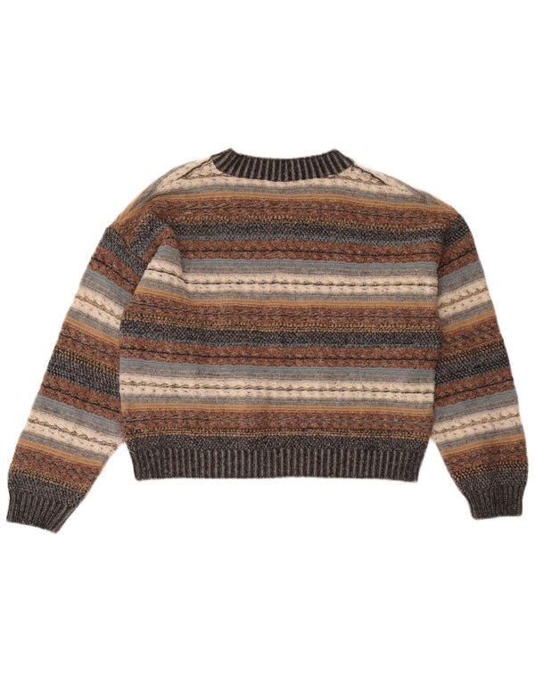 Pulover pentru femei cu decolteu în V Stefanel UK 14, mare, multicolore, cu dungi