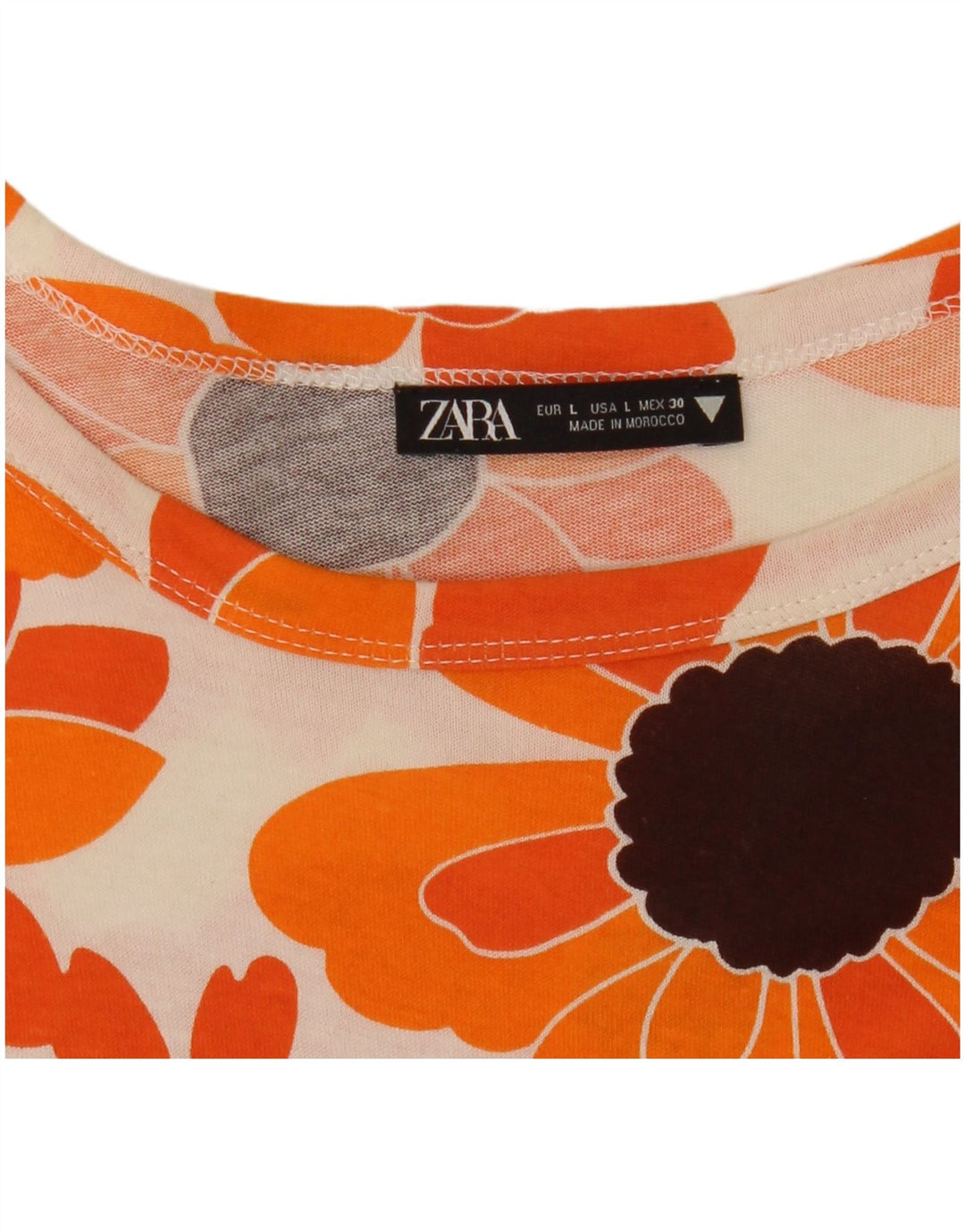 Top tricou pentru femei ZARA UK 16 Large Orange Floral
