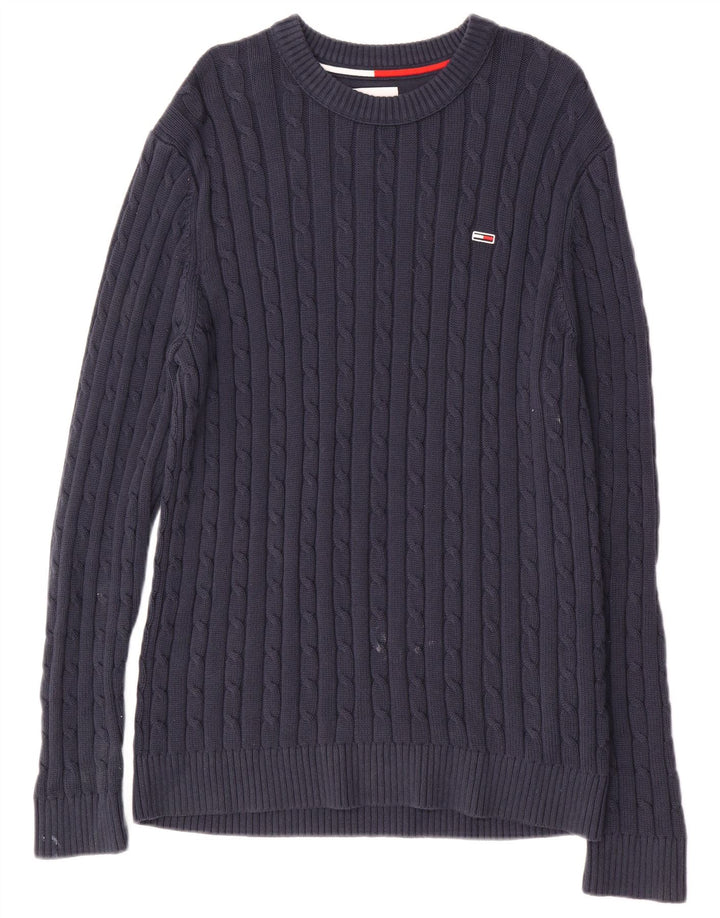 Pulover pentru bărbați TOMMY HILFIGER Pulover cu decolteu rotund, mediu, bleumarin