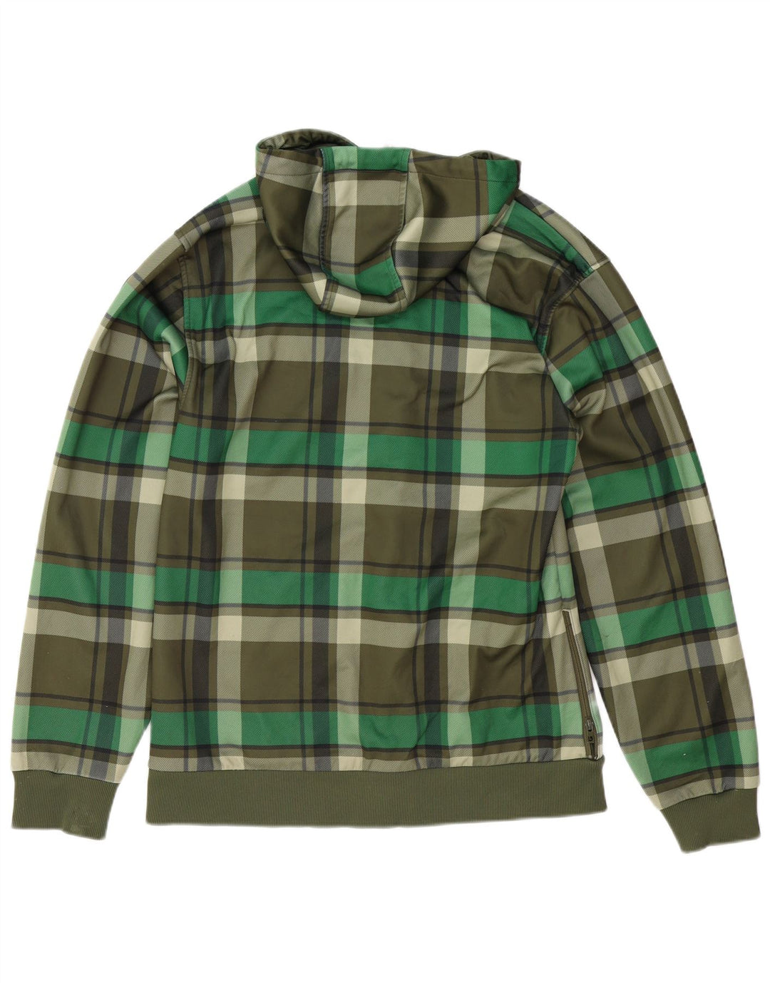 Burton Pulover cu capotă cu fermoar grafic pentru bărbați, poliester cu carouri mari, verde