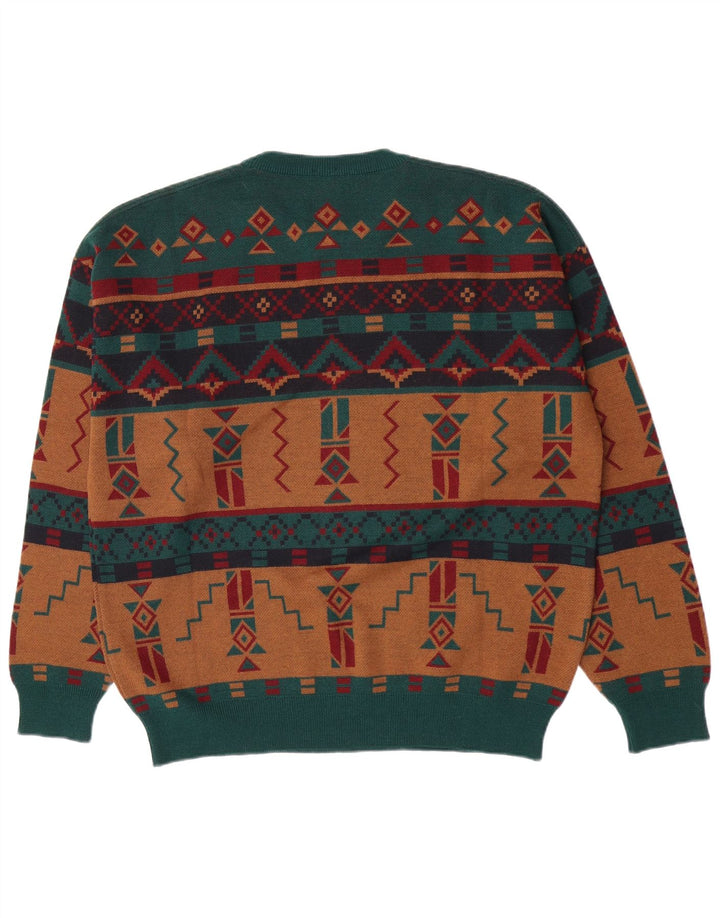 Pulover pentru bărbați White Sails cu gât crew pulover mare multicolor geometric