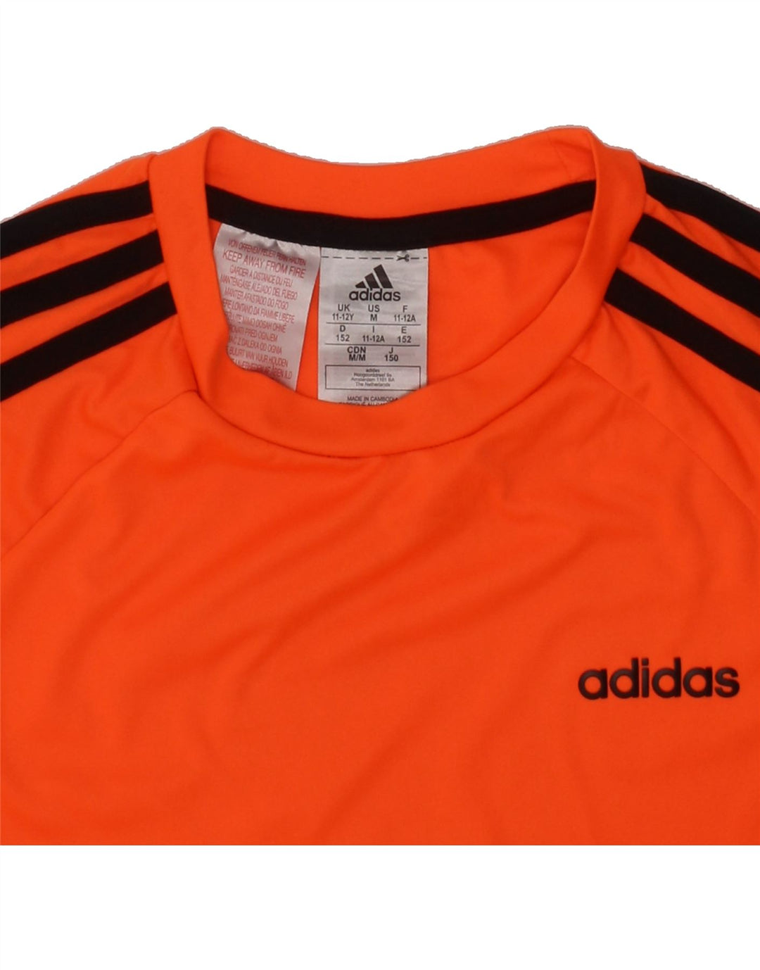 ADIDAS Boys T-Shirt Top 11-12 Years Orange Polyester Vintage Adidas and Second-Hand Adidas from Messina Hembry 