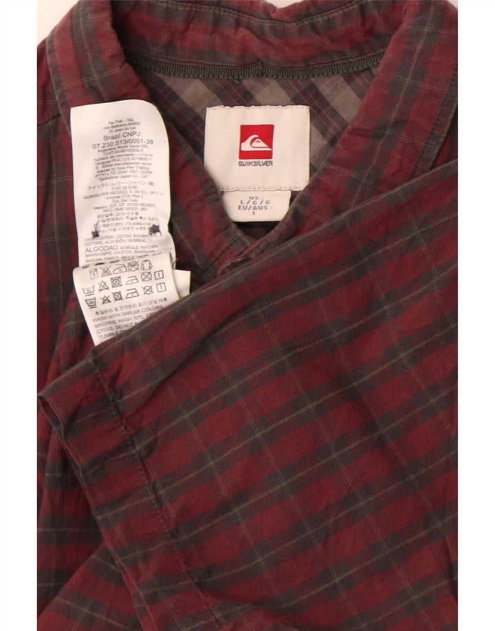 Cămașă cu mânecă scurtă Quiksilver pentru bărbați, bumbac cu carouri roșii mari