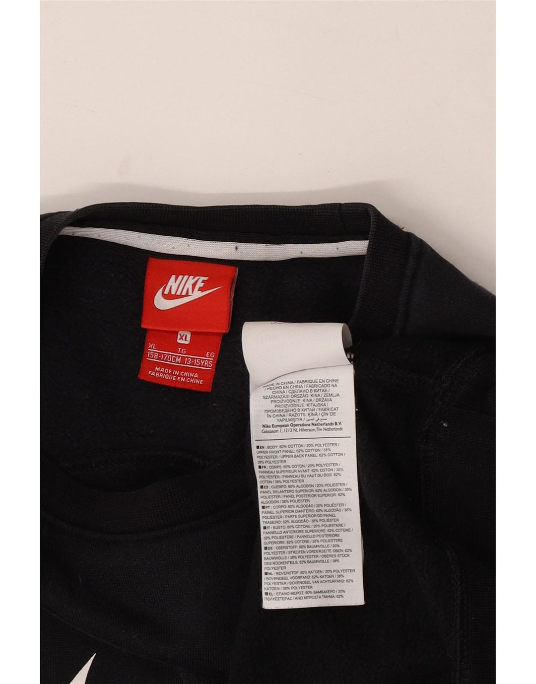 Pulover grafic pentru băieți NIKE 13-14 ani XL bumbac negru