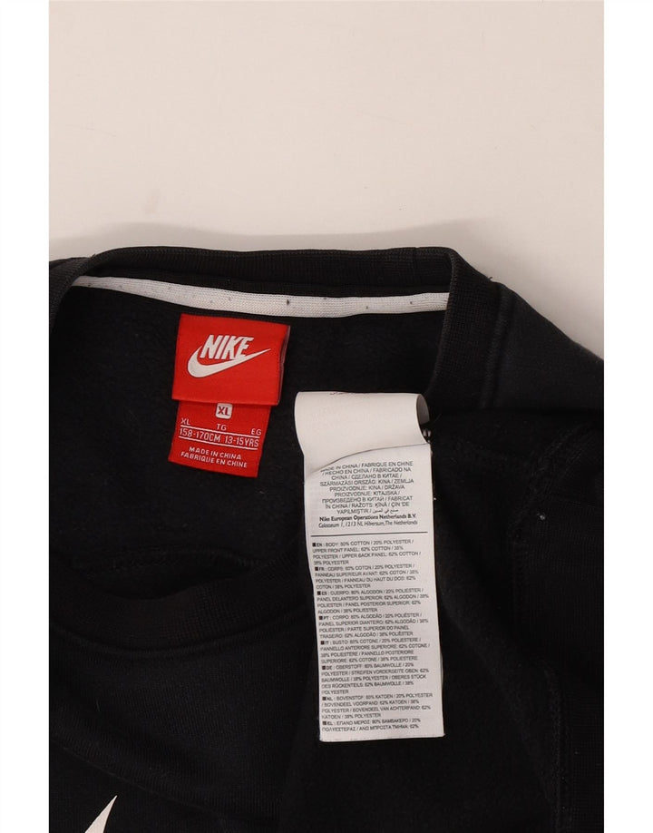 Pulover grafic pentru băieți NIKE 13-14 ani XL bumbac negru