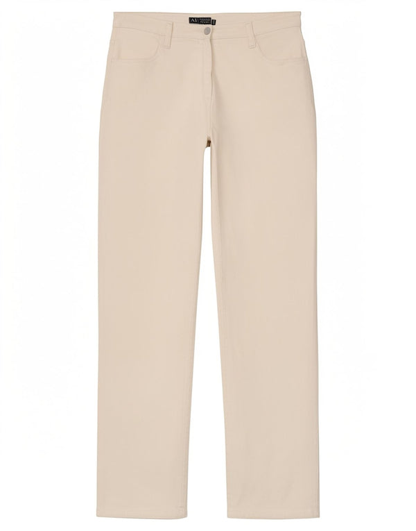 Armani Pantaloni Drepți Casual De Damă L30 L28 Bumbac Alb