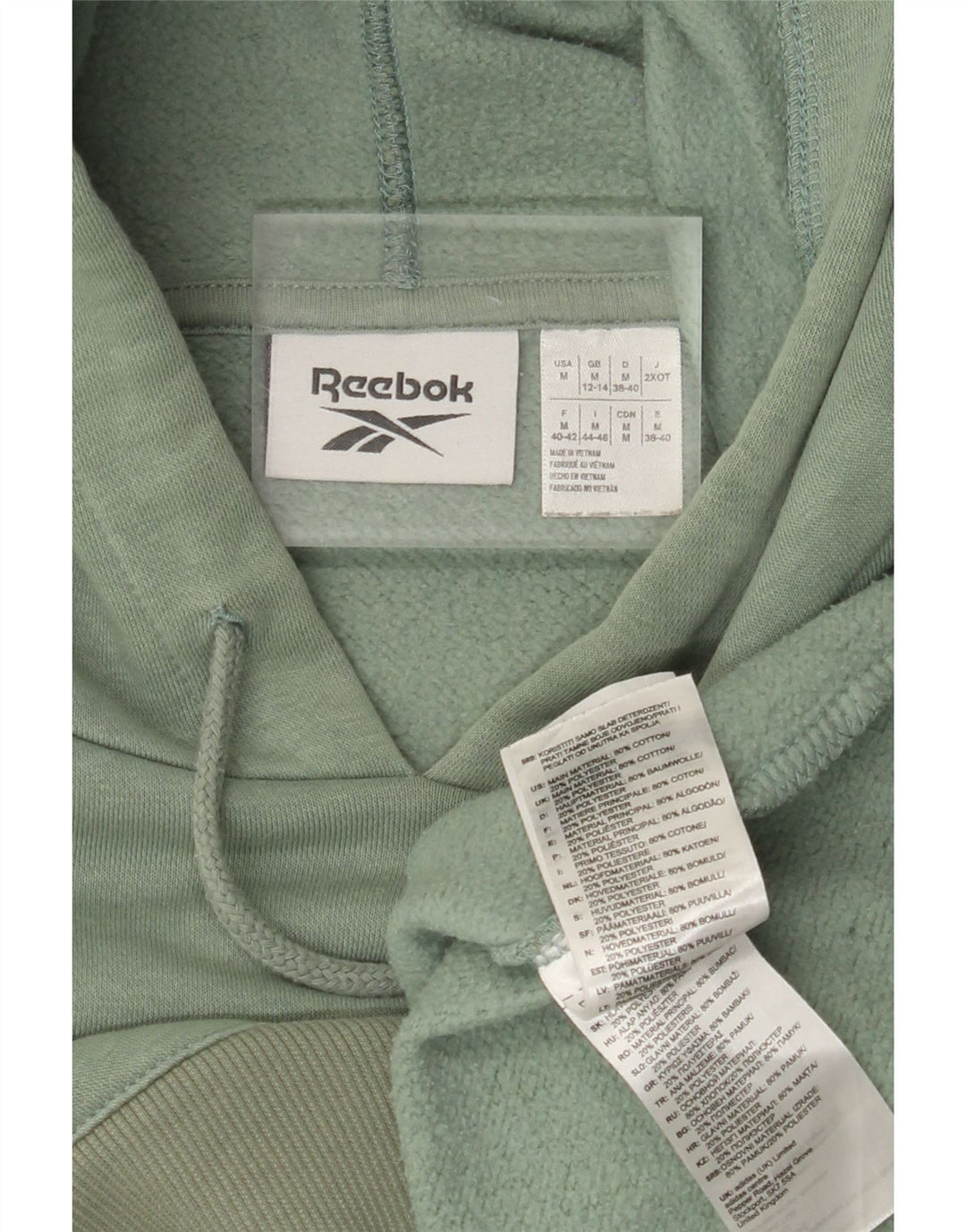 Jumper Reebok Crop Asymmetric Hoodie pentru femei UK 12/14, bumbac verde mediu