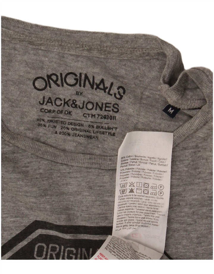 Tricou cu grafic Jack & Jones pentru bărbați Top din bumbac cu pete gri mediu