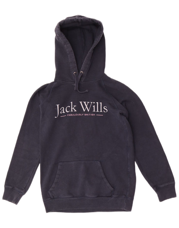 Jack Wills Pulover cu glugă cu grafic pentru femei UK 6 XS Bumbac bleumarin