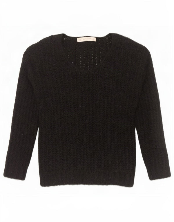 Pulover cu decolteu în V Zara pentru femei UK 14 Medium Negru Acrilic