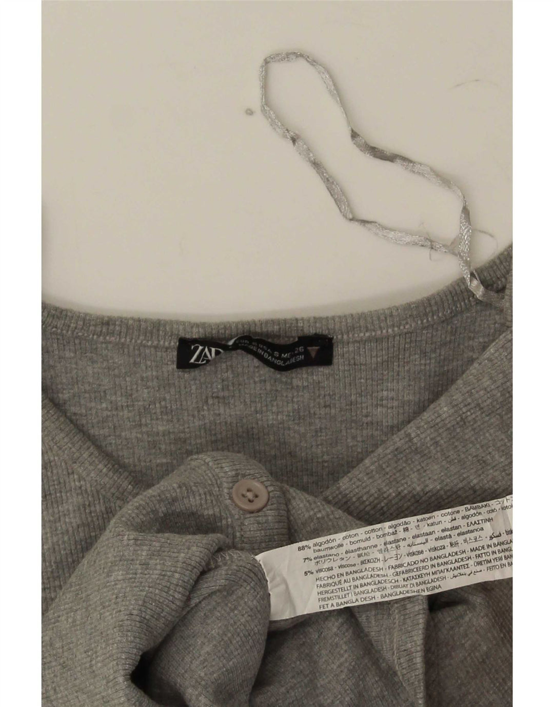 Crop Top femeie Zara UK 8 mic, gri bumbac cu pete