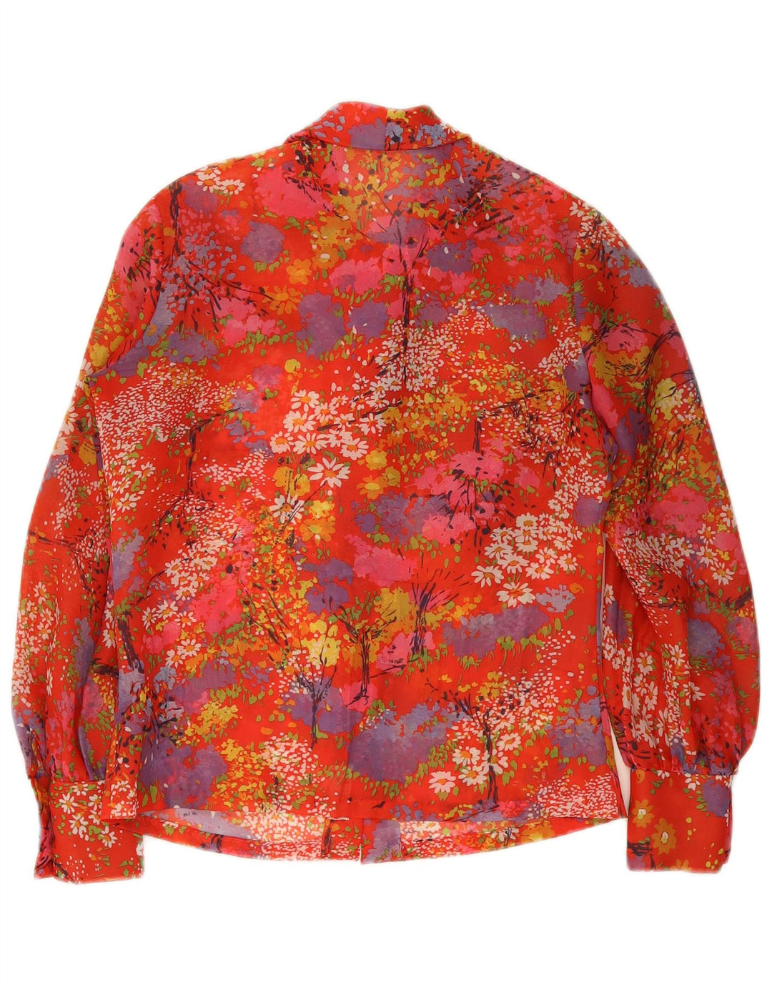 Bluză de cămașă vintage pentru femei cu cravată în față EU 40 Poliester Floral Roșu Mediu