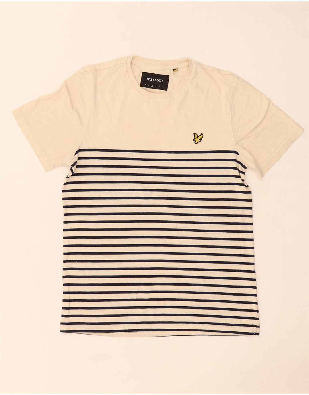 Tricou pentru bărbați Lyle & Scott Top Mediu Bej Bumbac cu dungi