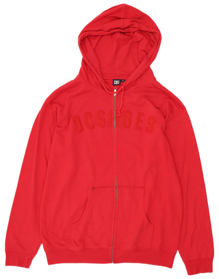 Pulover cu glugă cu fermoar grafic DC pentru bărbați, bumbac roșu mediu