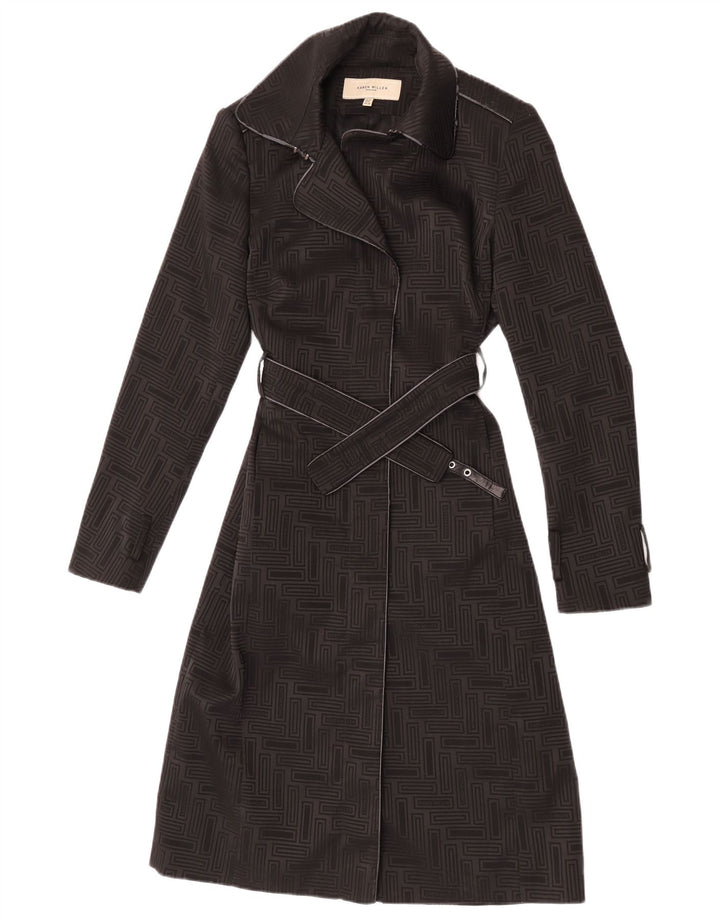 Trench pentru femei Karen Millen UK 10 Poliester geometric negru mic