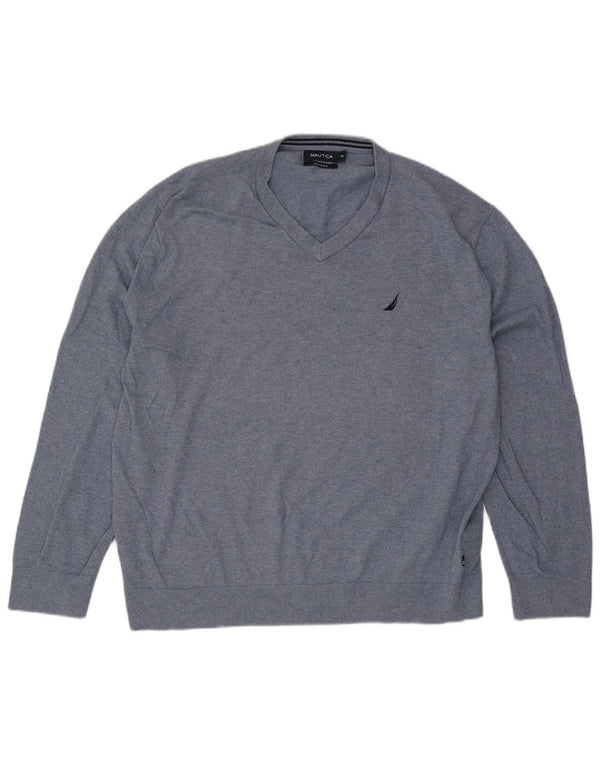 Pulover cu decolteu în V Nautica pentru bărbați, bumbac albastru 2XL