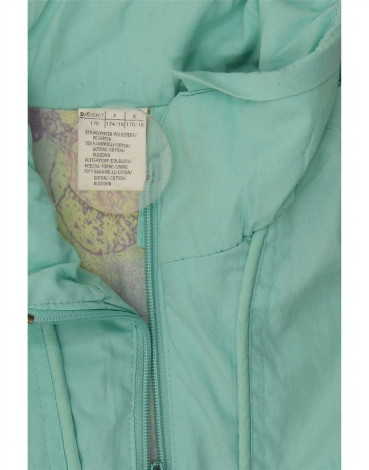 Jachetă Vintage Windbreaker pentru femei cu grafică UK 16, mare, turcoaz, poliester