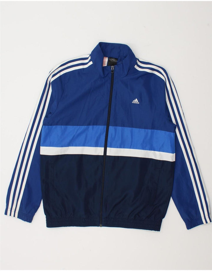 Jachetă de ploaie Adidas pentru băieți 13-14 ani, albastru bleumarin, poliester color bloc