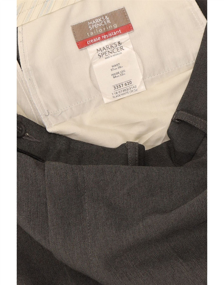 Marks & Spencer Pantaloni drepți pentru bărbați L38 L33 Poliester gri