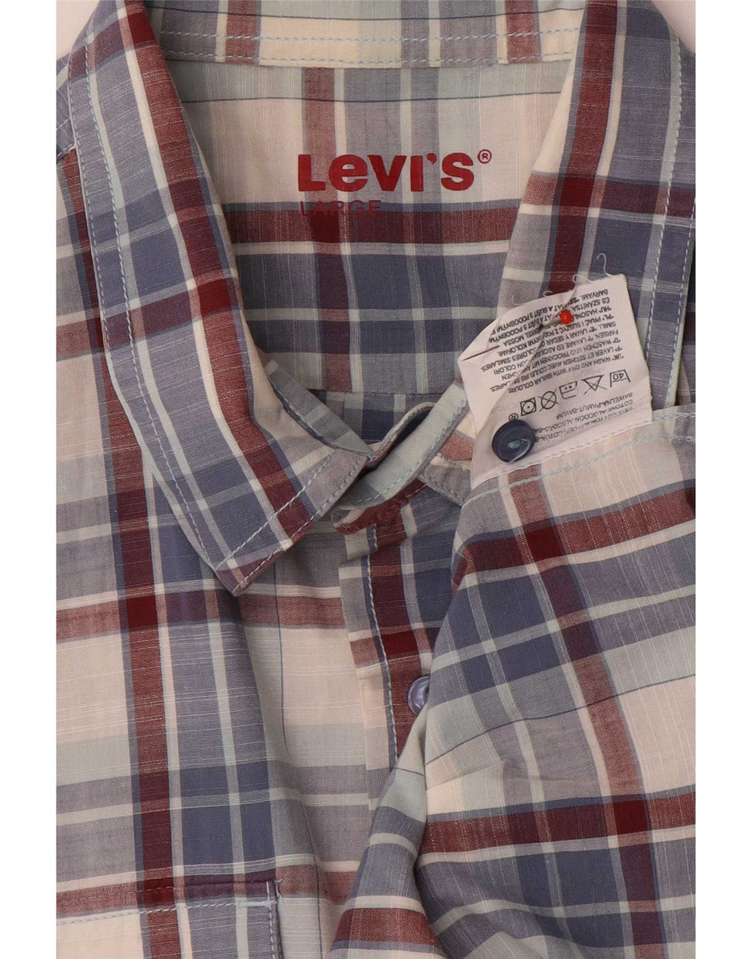 Cămașă cu mânecă scurtă Levi's pentru bărbați, bumbac cu carouri mari, albastre