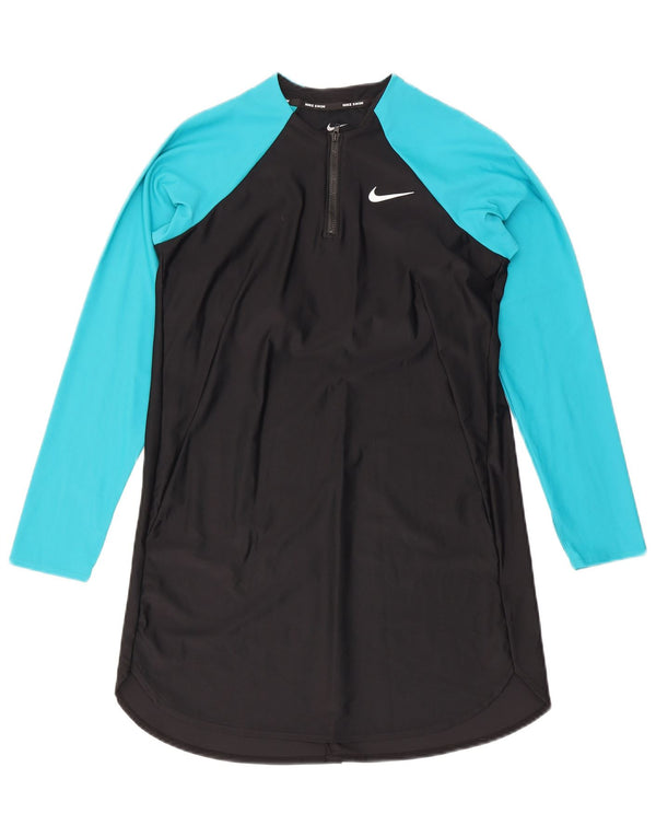 Top de înot pentru femei Nike cu mânecă lungă, UK 10, negru, color block