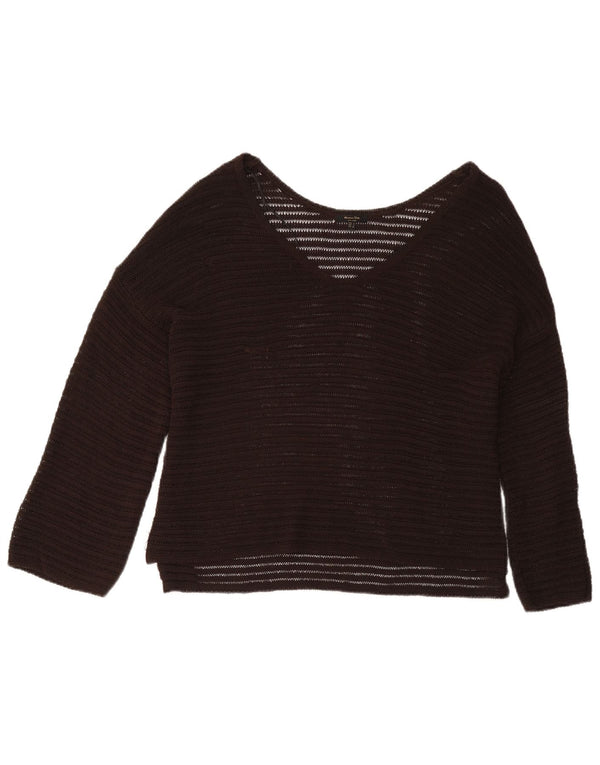 Bluză cu mânecă lungă supradimensionată pentru femei Massimo Dutti, UK 10, maro mic