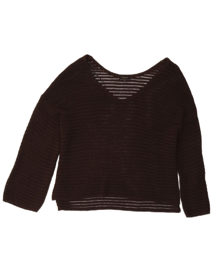 Bluză cu mânecă lungă supradimensionată pentru femei Massimo Dutti, UK 10, maro mic
