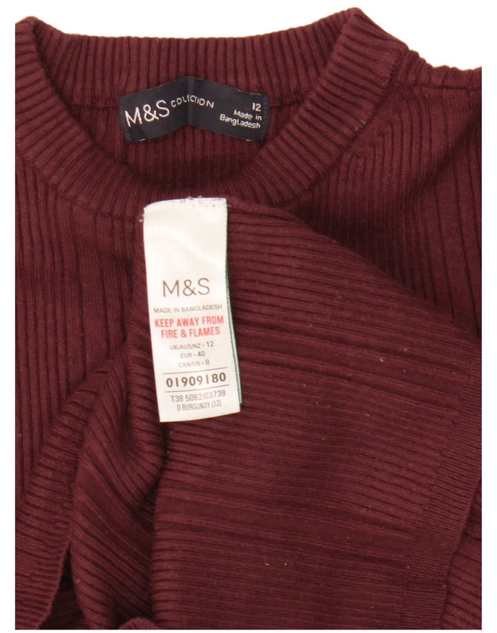 Pulover pentru femei Marks & Spencer cu decolteu triplu UK 12 Burgundy mediu