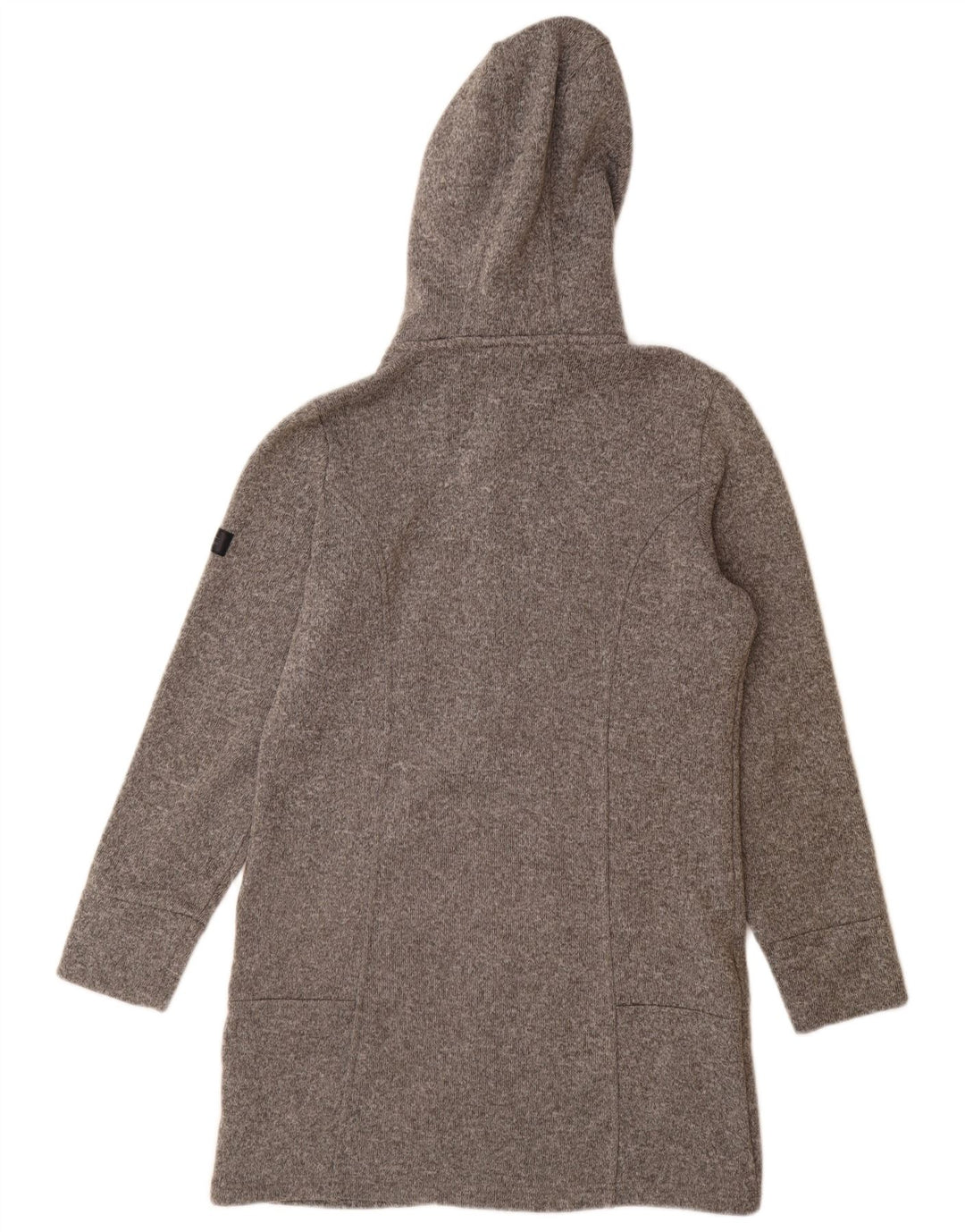 VINTAGE Pulover cu capota cu fermoar cu paragate pentru femei UK 14 Poliester mediu gri