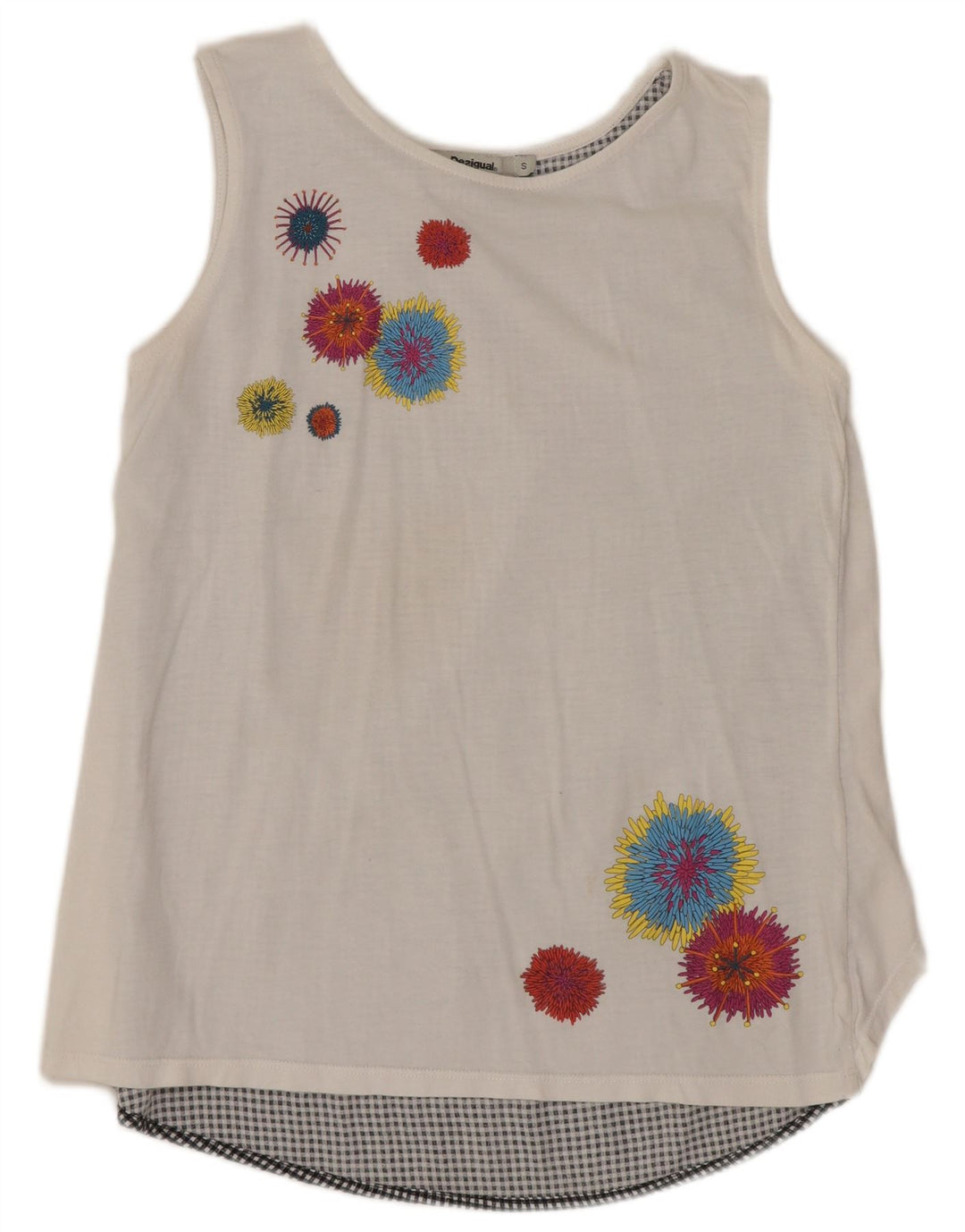 DESIGUAL Bluză fără mâneci pentru femei UK 10 Small White Floral