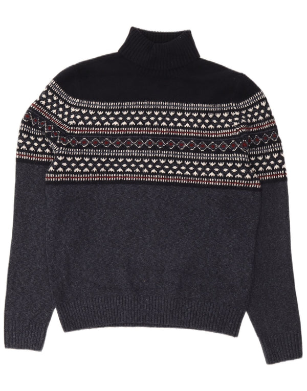 Pulover pentru bărbați Marks & Spencer cu gât rulat, mare, bleumarin, Fair Isle