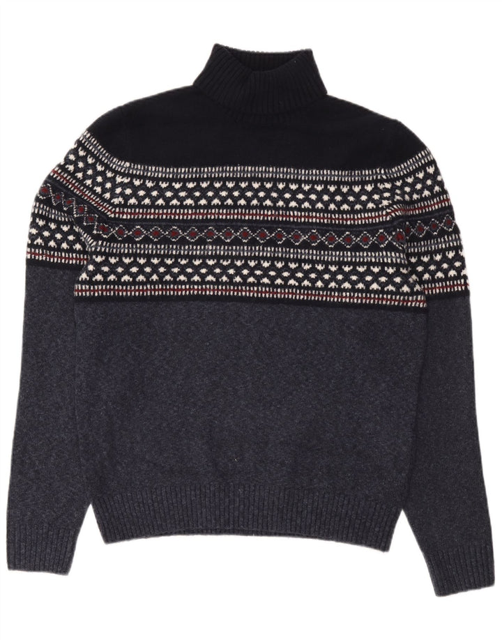 Pulover pentru bărbați Marks & Spencer cu gât rulat, mare, bleumarin, Fair Isle