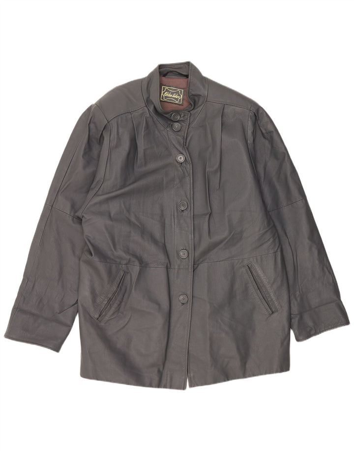 Palton supradimensionat din piele vintage pentru femei UK 18 XL din piele gri