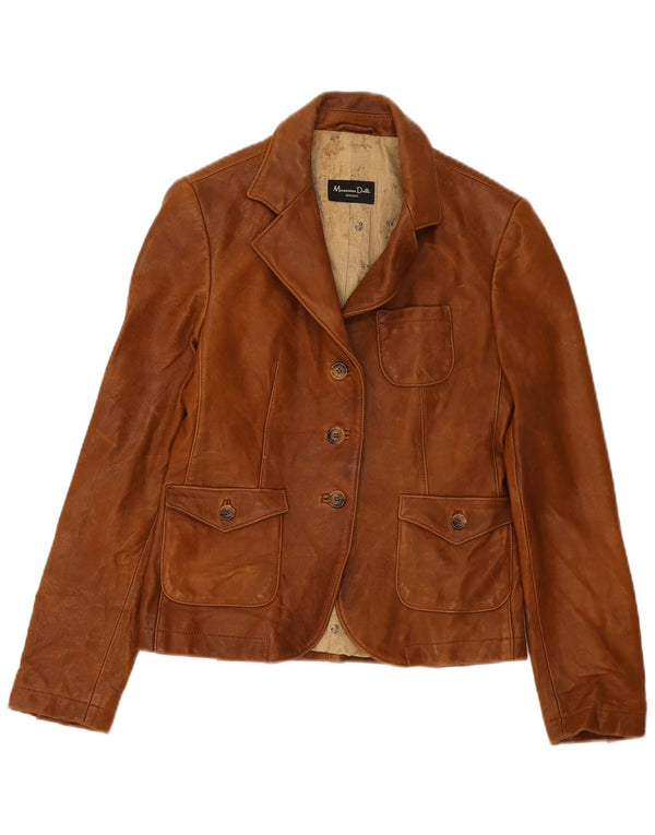 Massimo Dutti Jachetă din piele cu 3 nasturi pentru femei UK 8 Maro mic