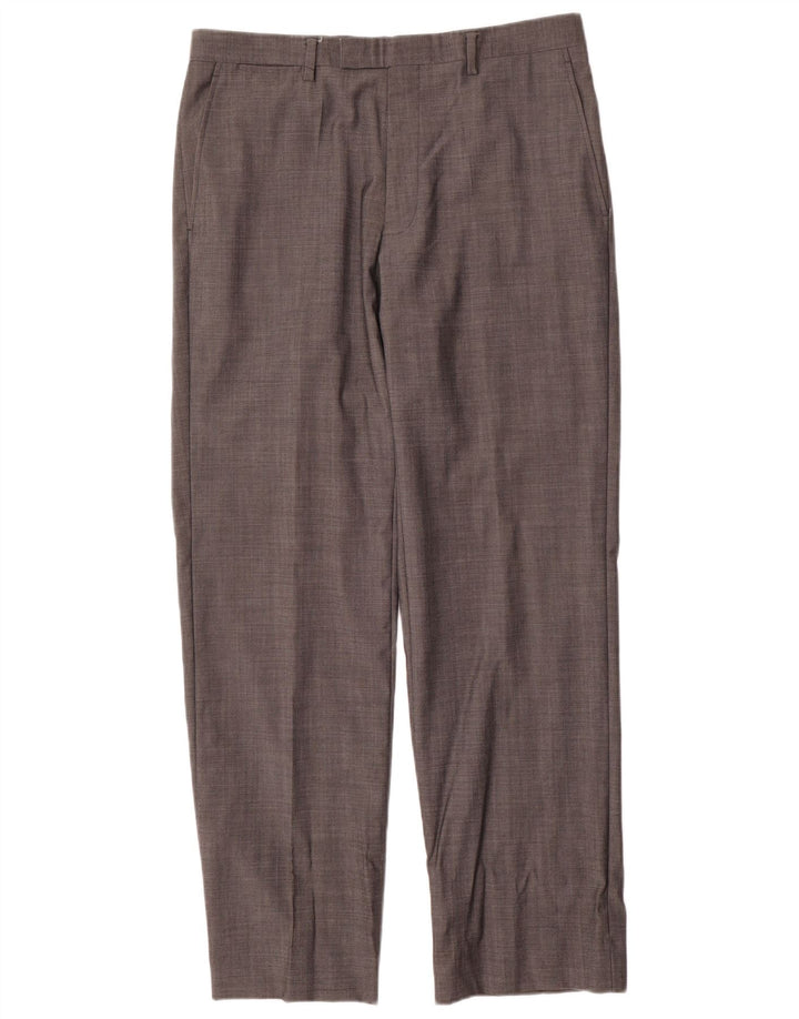 Marks & Spencer Pantaloni de costum drept autograf pentru bărbați L34 L31 Lână gri