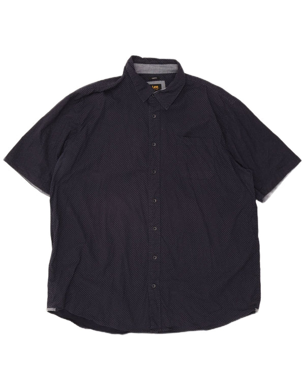 Cămașă cu mânecă scurtă pentru bărbați Lee Tall 3XL, bumbac cu pete, albastru bleumarin