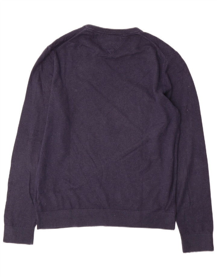 Pulover Tommy Hilfiger pentru bărbați, cu gât crew, bumbac mediu albastru bleumarin