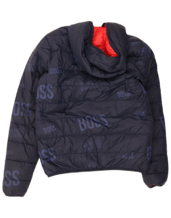 Jachetă căptușită reversibilă cu glugă Hugo Boss pentru băieți 13-14 ani, mică, bleumarin
