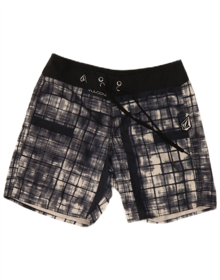 Pantaloni scurți de înot pentru bărbați Volcom, poliester cu carouri medii bleumarin