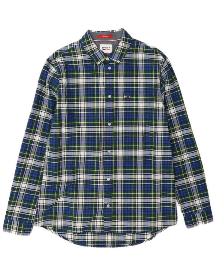 Cămașă de flanel pentru bărbați Tommy Hilfiger, bumbac cu carouri albastre mari