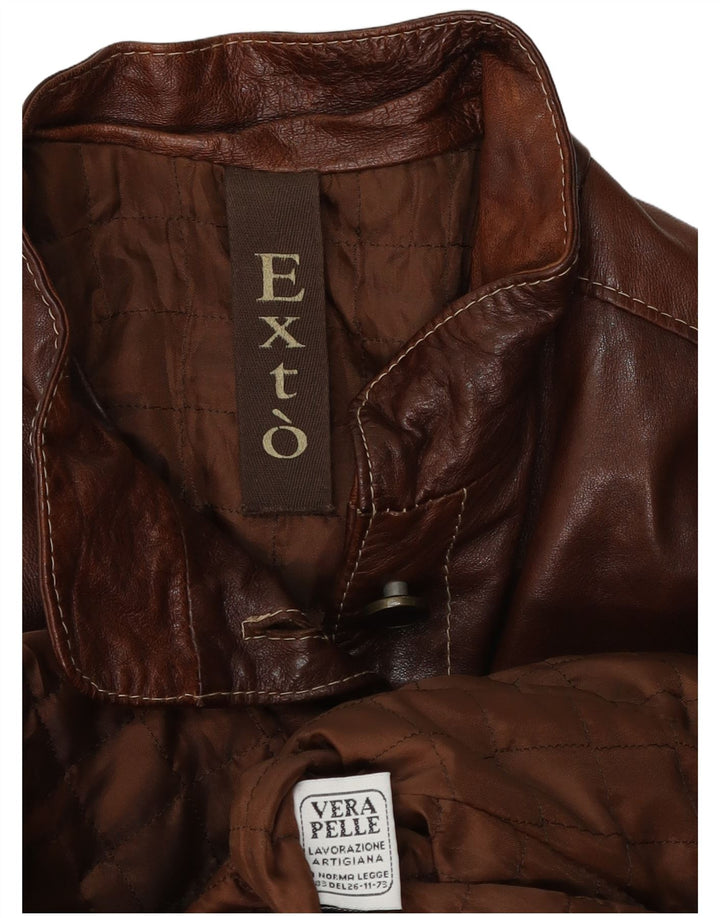 Jachetă de piele vintage pentru femei UK 12 piele maro medie