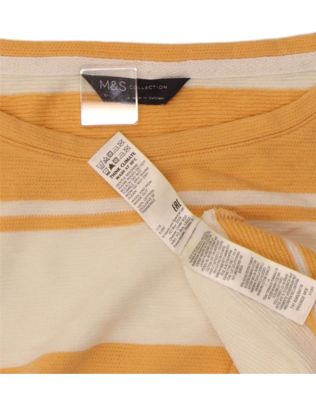 Tricou supradimensionat pentru femei Marks & Spencer Top UK 16 mare portocaliu cu dungi