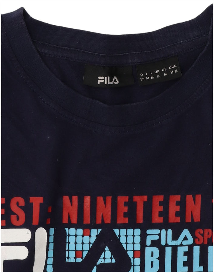 Tricou cu grafică pentru bărbați Fila Top Mediu Bleumarin Bumbac